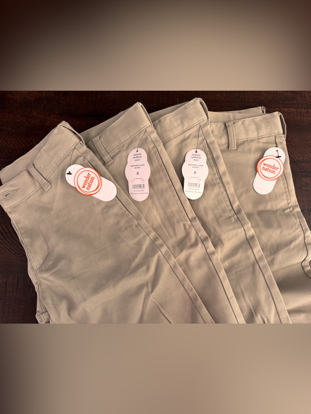 Boys school uniform shorts in Khaki - 4 pairs